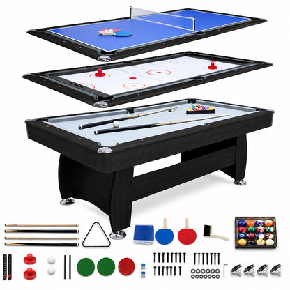 7Ft Multi Function 3 in 1 Pool Table Hockey Tennis Table With A Electronic Puck