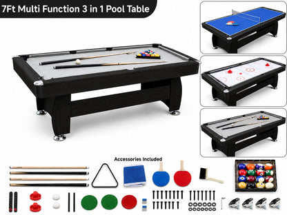 7Ft Multi Function 3 in 1 Pool Table Hockey Tennis Table With A Electronic Puck