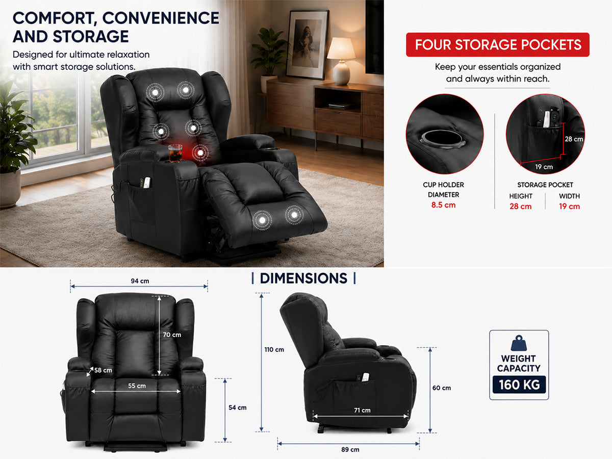 Electric Lift Heated Massage Recliner Chair