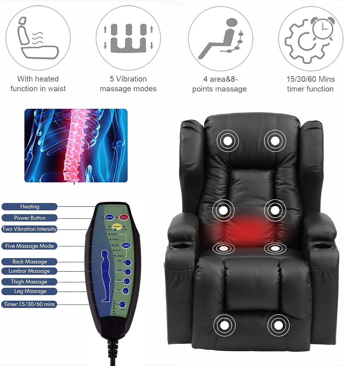 Electric Lift Heated Massage Recliner Chair