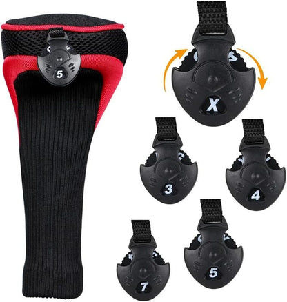 3pcs Golf Club Head Covers for Driver and Fairway Woods, Golf Accessories(Red&Black)