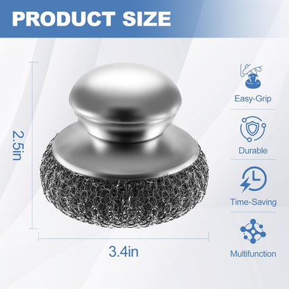 8PCS Steel Wool Scrubber Set with 2 Handles