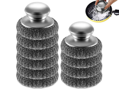 8PCS Steel Wool Scrubber Set with 2 Handles