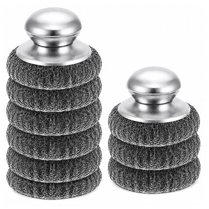 8PCS Steel Wool Scrubber Set with 2 Handles