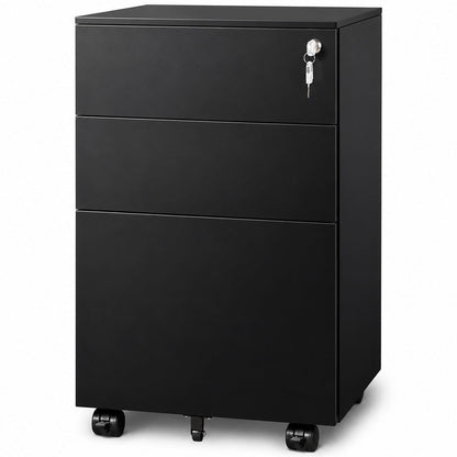 Office Filing Cabinet with Wheels, Lock File Organiser