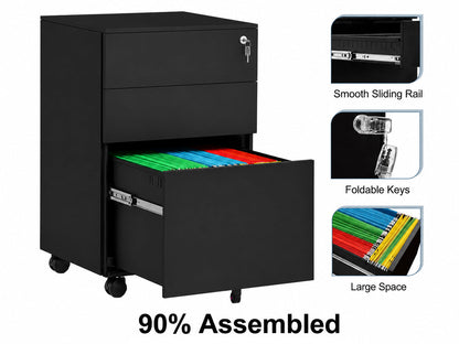 Office Filing Cabinet with Wheels, Lock File Organiser