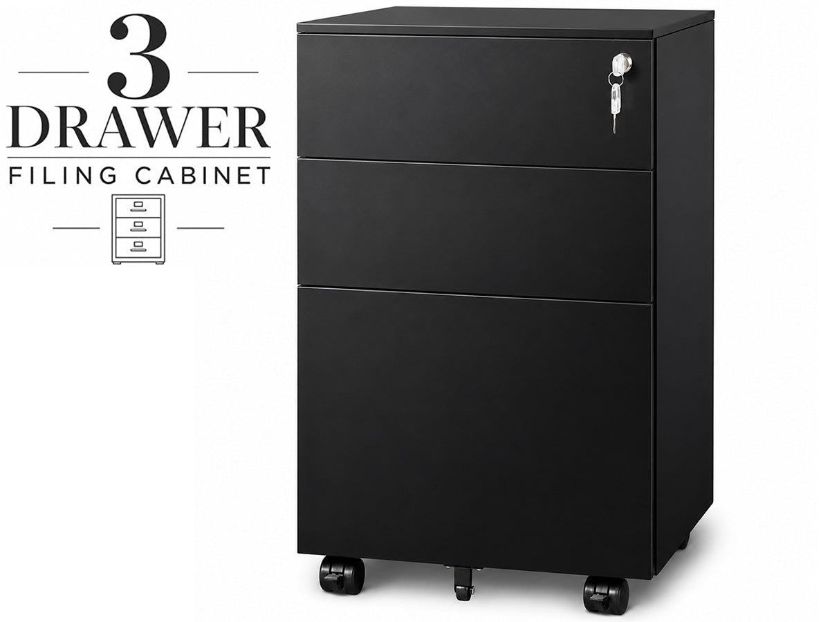 Office Filing Cabinet with Wheels, Lock File Organiser