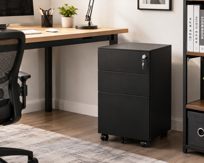 Office Filing Cabinet with Wheels, Lock File Organiser