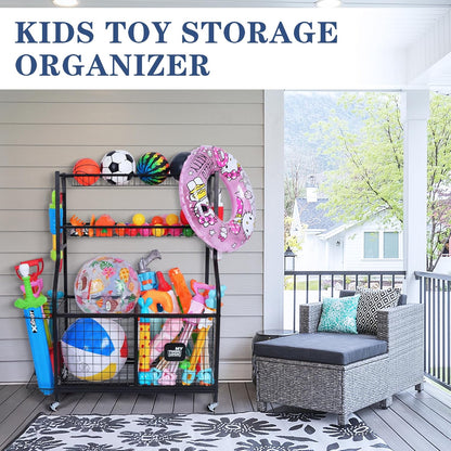 Sports Equipment Garage Organizer Rolling Ball Storage Rack