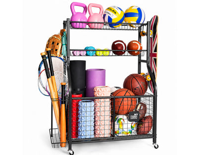 Sports Equipment Garage Organizer Rolling Ball Storage Rack