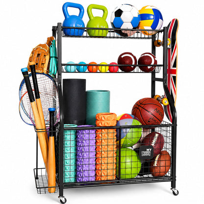 Sports Equipment Garage Organizer Rolling Ball Storage Rack