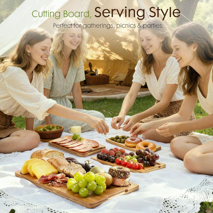 3Pcs Bamboo Chopping Board Set with Wood Storage Stand