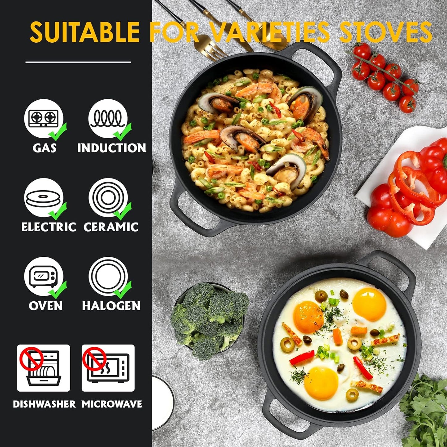 Cast Iron Dutch Oven 2 in 1 Cast Iron Dutch Oven Skillet Lid Set
