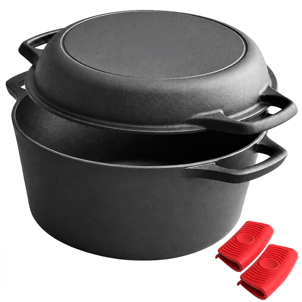 Cast Iron Dutch Oven 2 in 1 Cast Iron Dutch Oven Skillet Lid Set