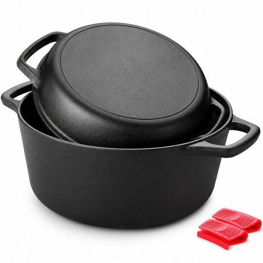Cast Iron Dutch Oven 2 in 1 Cast Iron Dutch Oven Skillet Lid Set