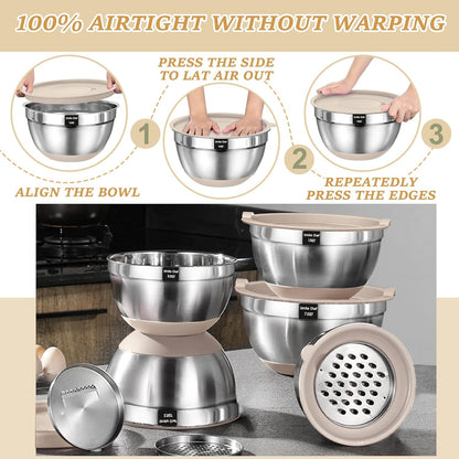 Stainless Steel Mixing Bowl Set 26 Pcs