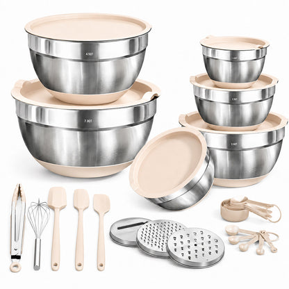 Stainless Steel Mixing Bowl Set 26 Pcs