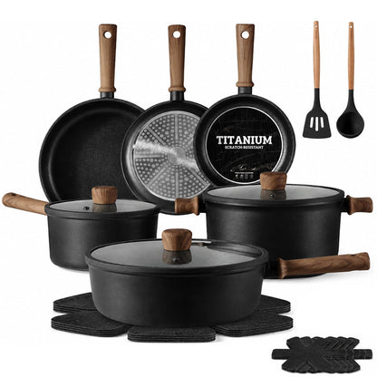 16 Piece Titanium Nonstick Cookware Set Kitchen Pots and Pans Set