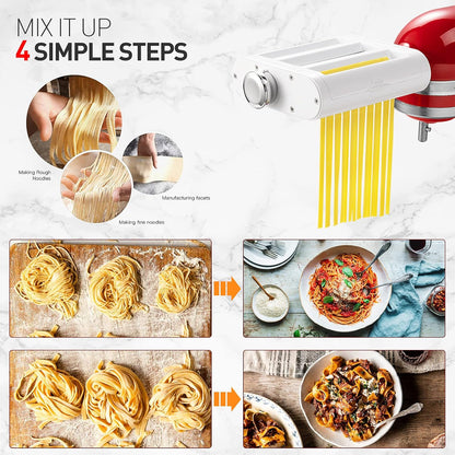 3-in-1 Pasta Maker Attachment For KitchenAid Roller Cutters