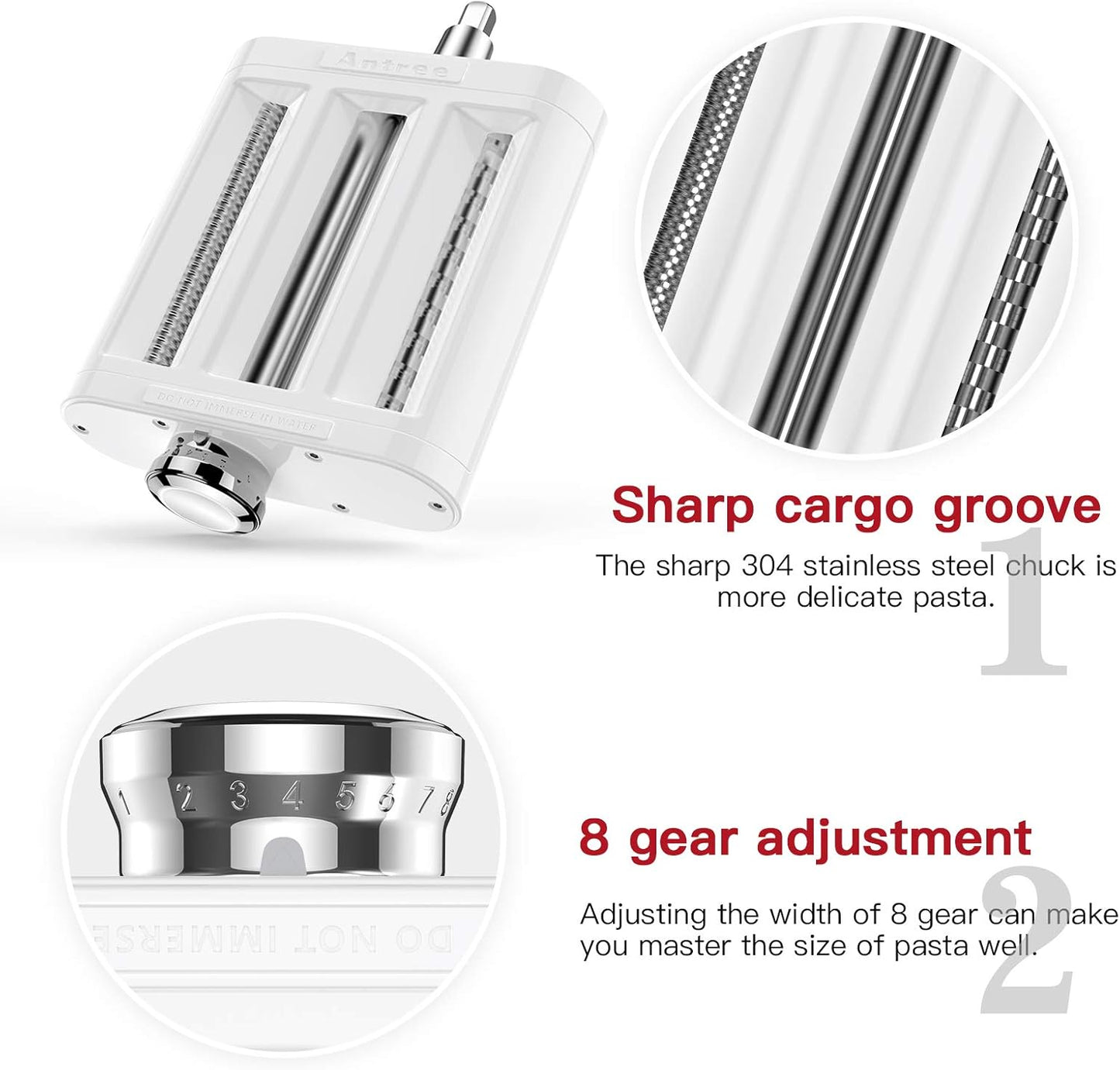 3-in-1 Pasta Maker Attachment For KitchenAid Roller Cutters
