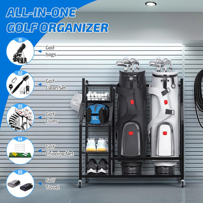 Golf Bag Holder Organizer Rack