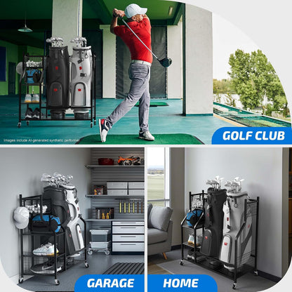 Golf Bag Holder Organizer Rack