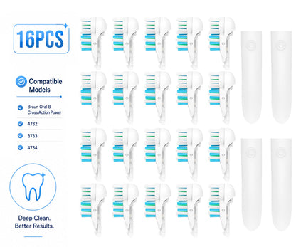 16Pcs Dual Toothbrush Accessories Electric Brush Heads for Oral-B 3733 4732 4734