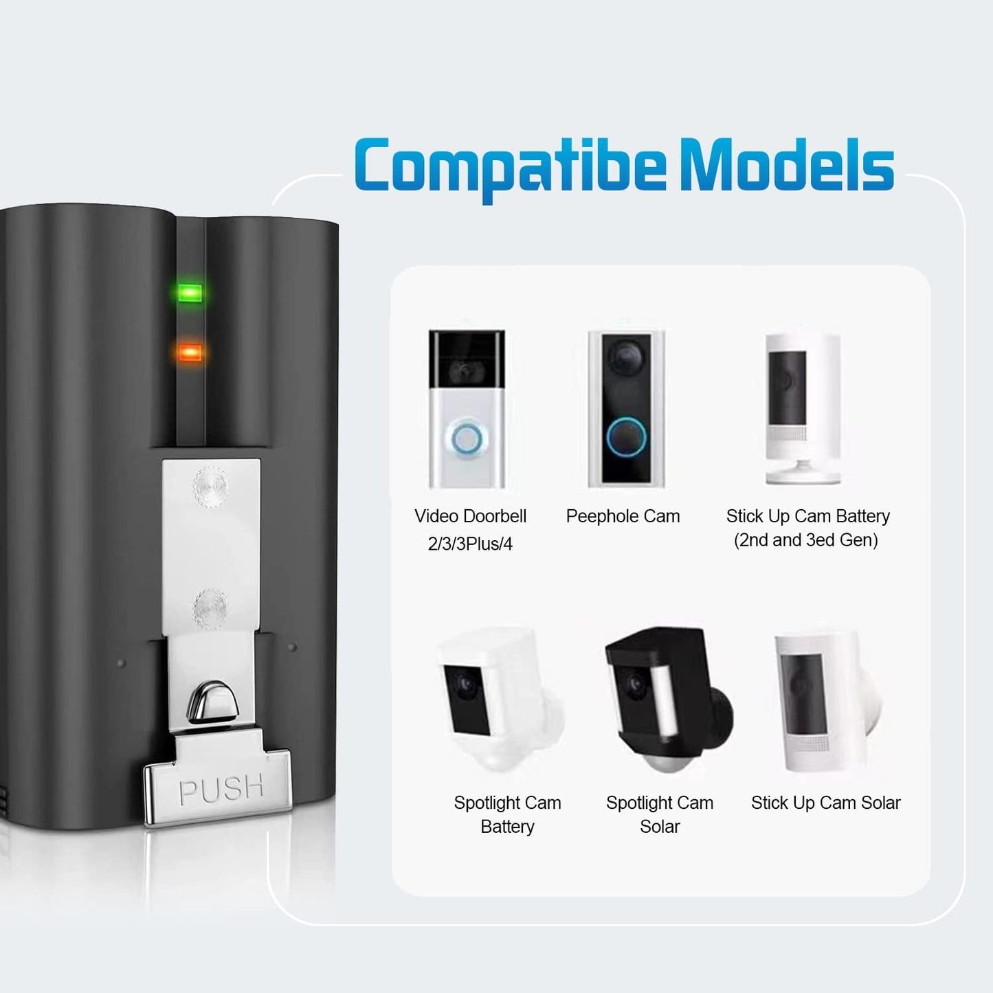 Ring Rechargeable Video Doorbell 2 li-ion v4 Battery for Doorbell 1/2/3/4 cam