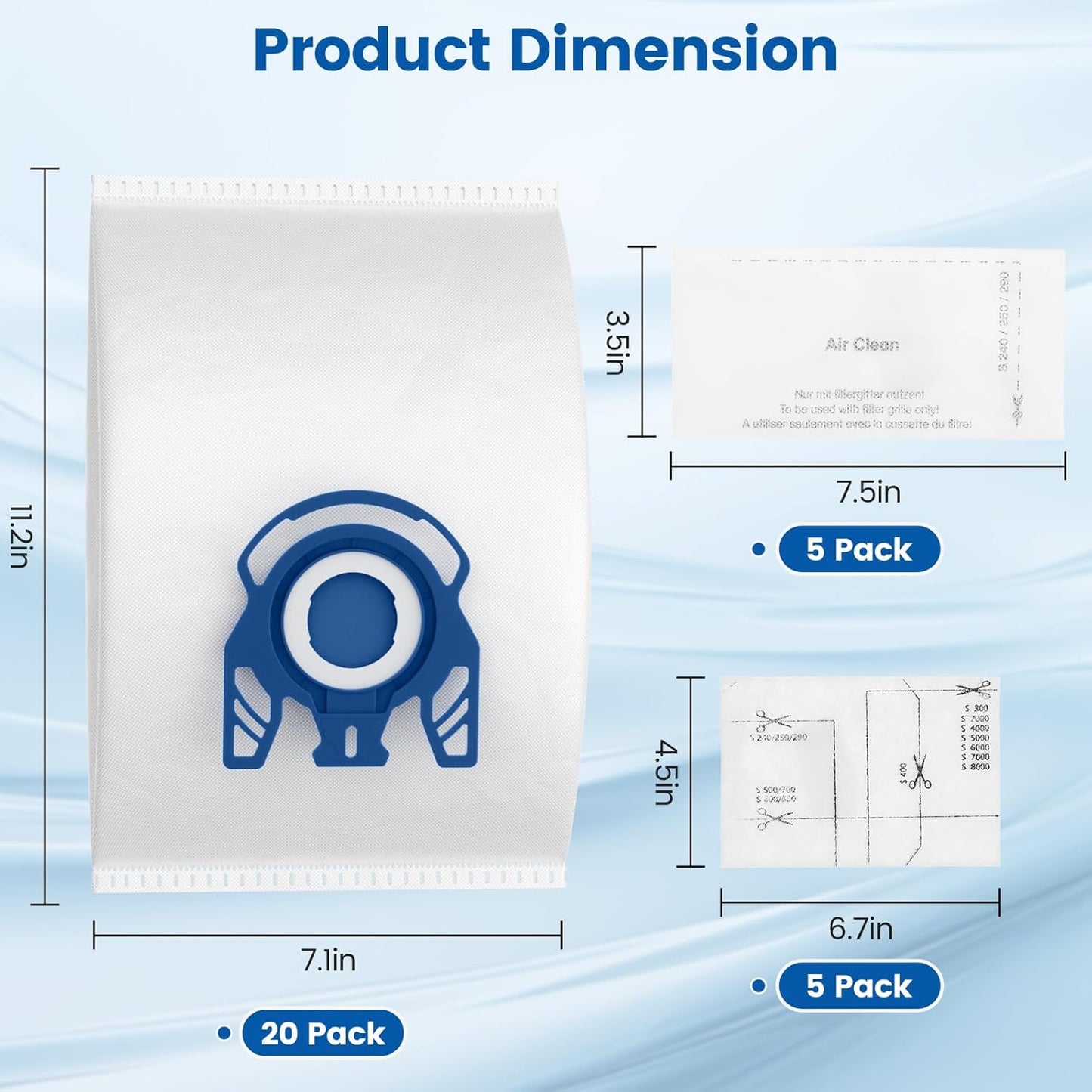 20 Vacuum Cleaner Bags for Miele 3D GN C2 C3 S2 S5 S8