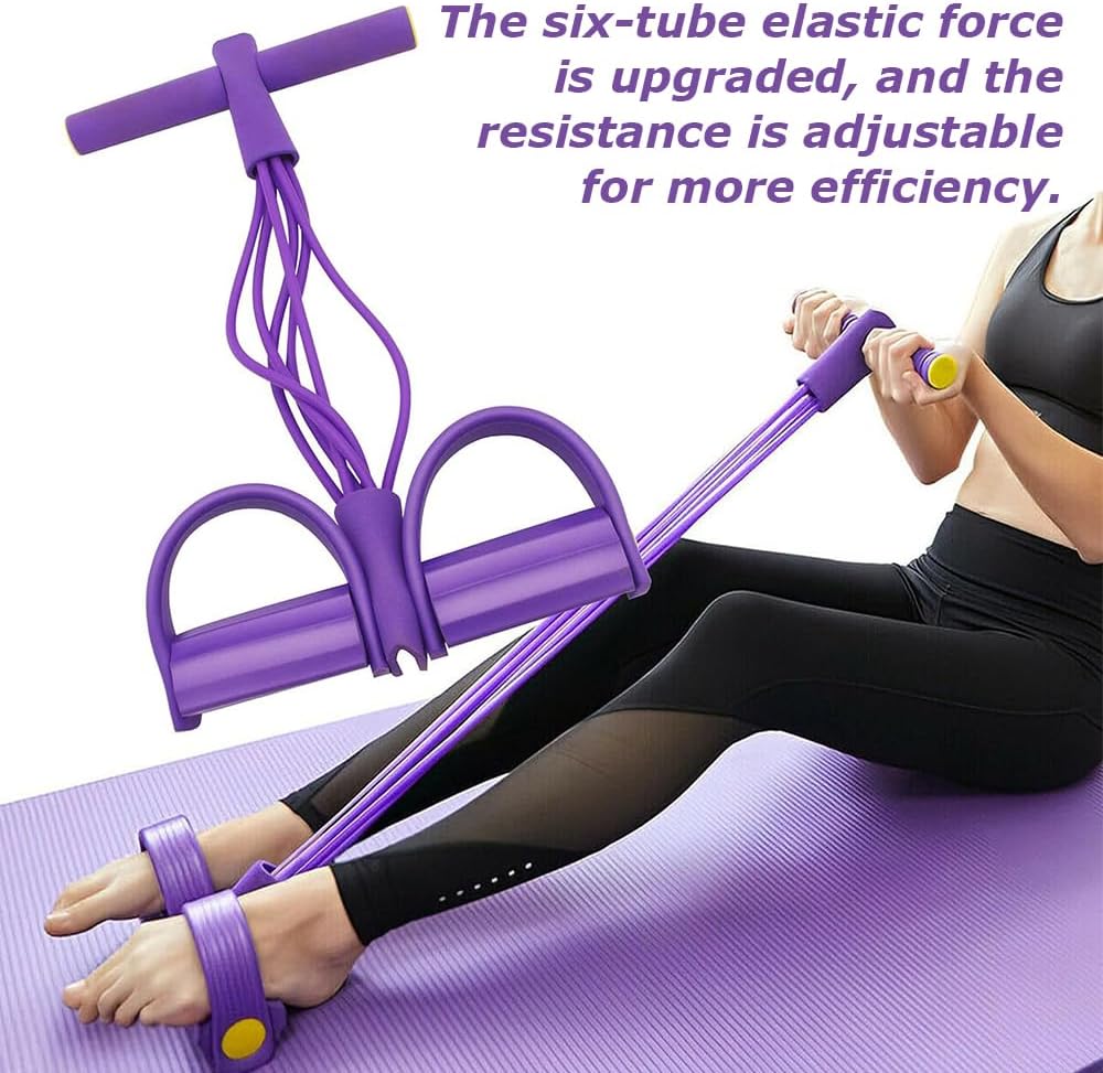 Pedal Resistance Bands with Handles 6-Tubes Manual Tension Training Pedal