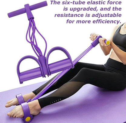 Pedal Resistance Bands with Handles 6-Tubes Manual Tension Training Pedal