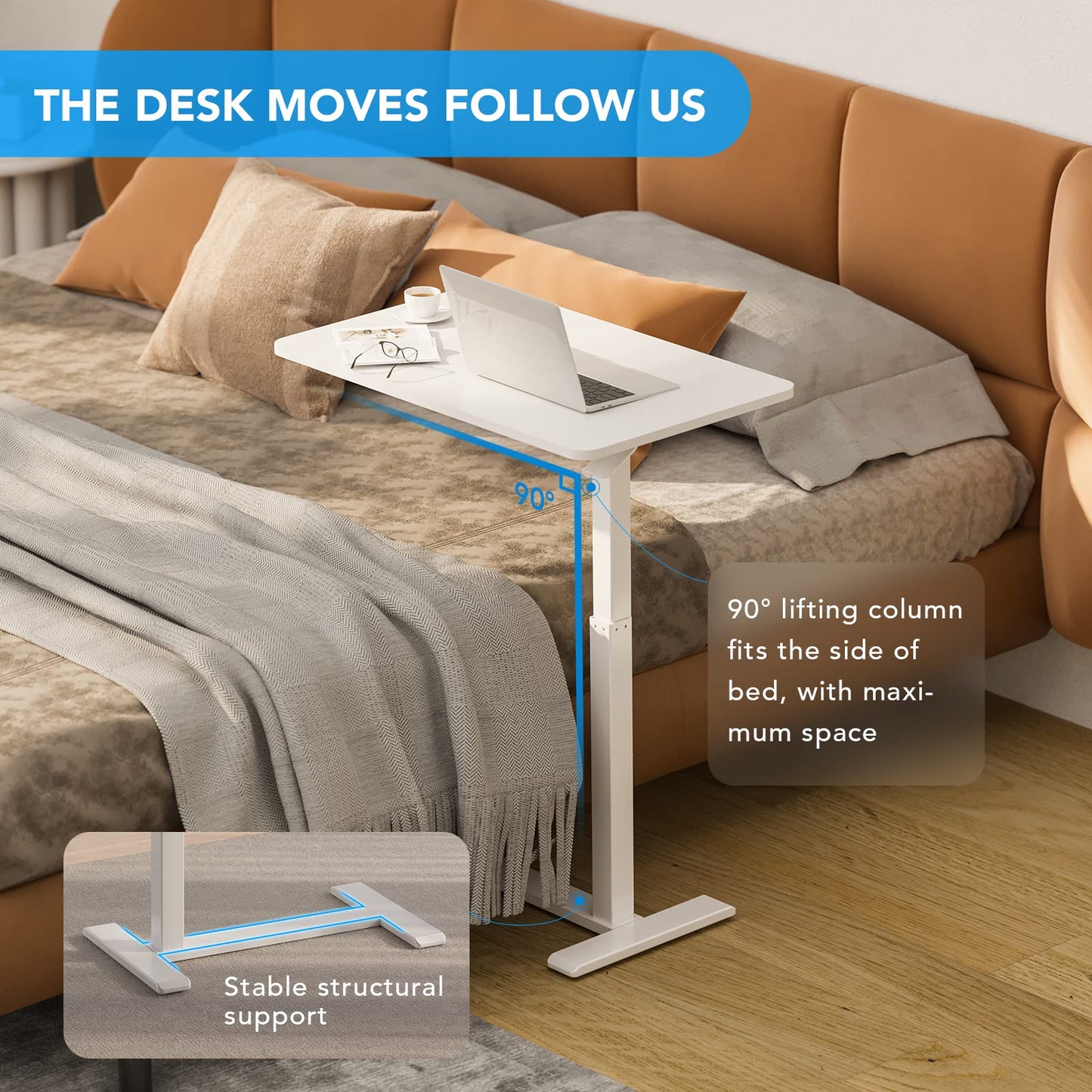 Overbed Bedside Table Bed Desk Adjustable