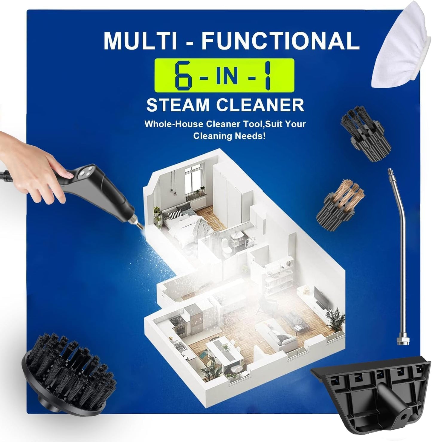 Handheld 2500W Steam Cleaner High Temperature Pressurized
