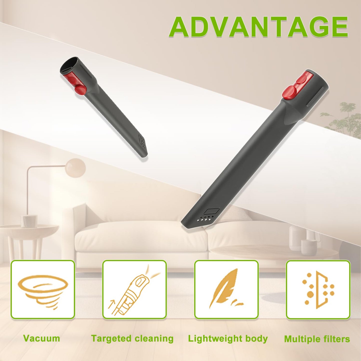 Crevice Tool for Dyson V7 V8 V9 V10 V11 V12 V15 Outsize & Gen5detect - Narrow Gap Cleaning Tool