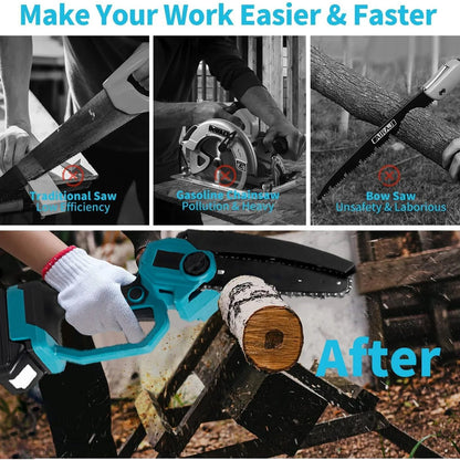 Cordless Chainsaw Mini Chain Saws with Extension Pole