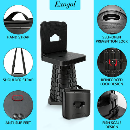 Portable Folding Stool with Backrest