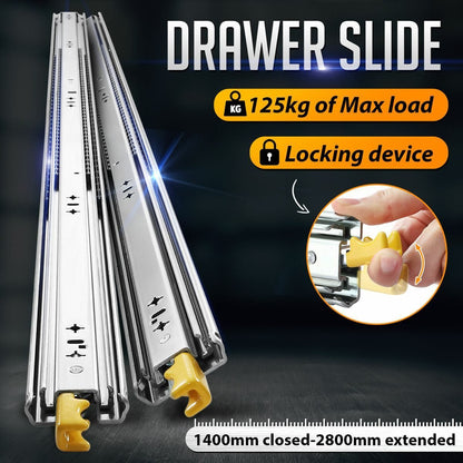 1400mm Drawer Slide Runners Locking Rails