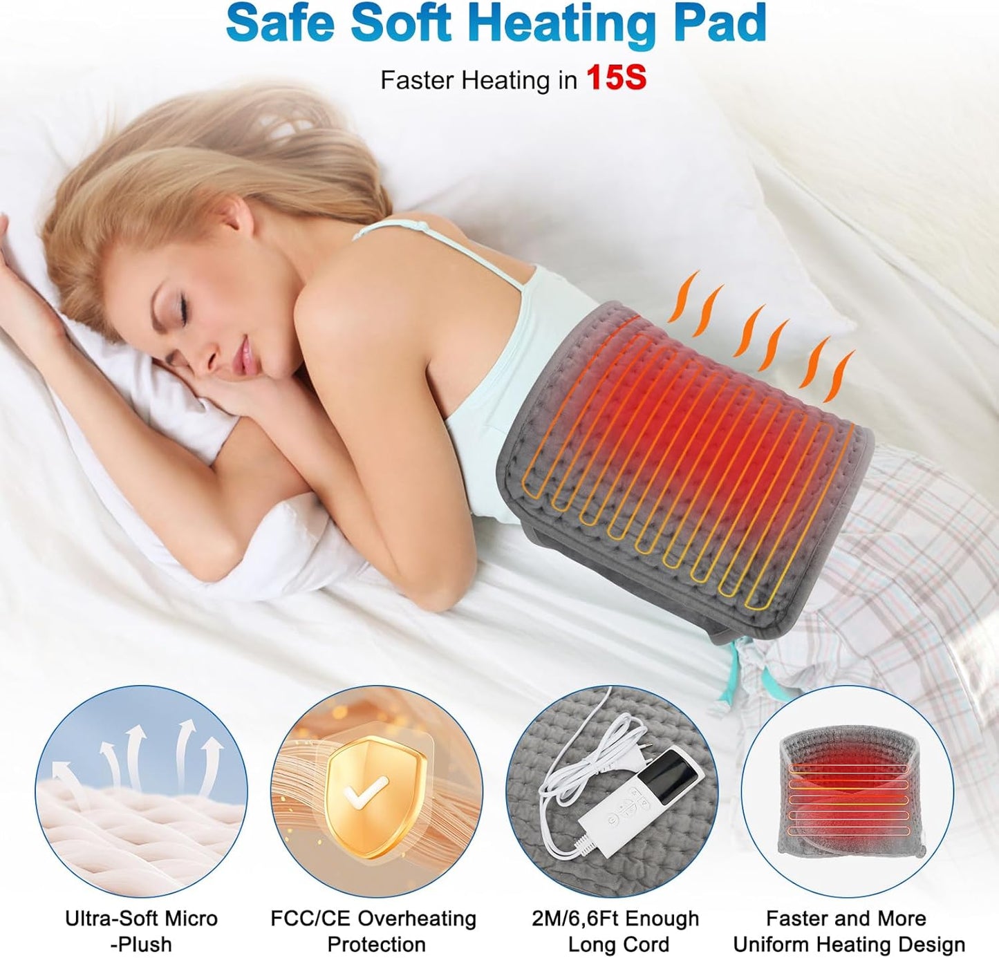 Electric Heating Pad – Adjustable Heating Pad Waist Belt