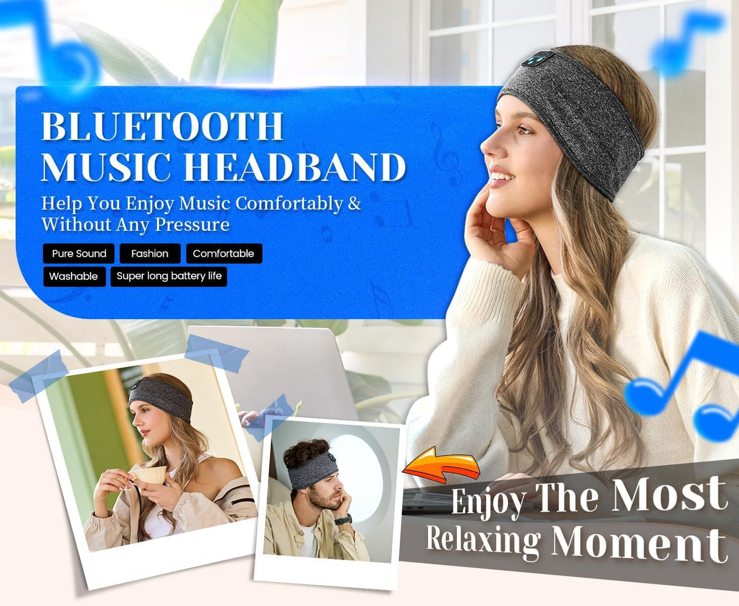 Sleeping Headphones Headband Bluetooth Sleep Eye Mask