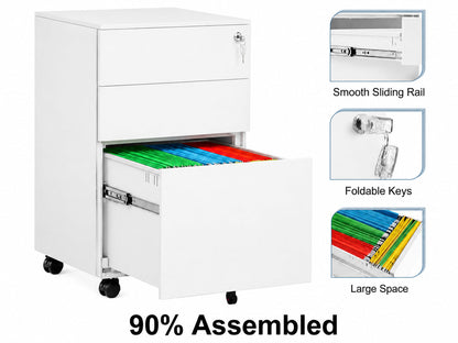Office Filing Cabinet with Wheels, Lock File Organiser