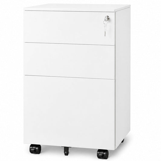 Office Filing Cabinet with Wheels, Lock File Organiser