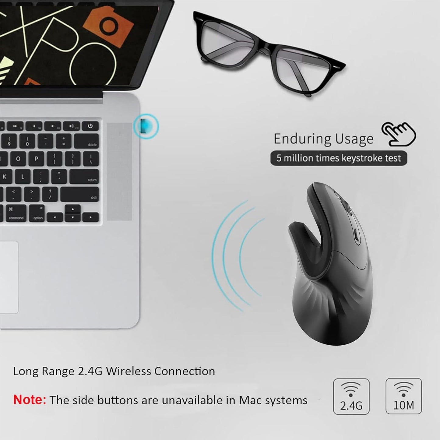 Vertical Rechargeable Wireless Ergonomic Mouse