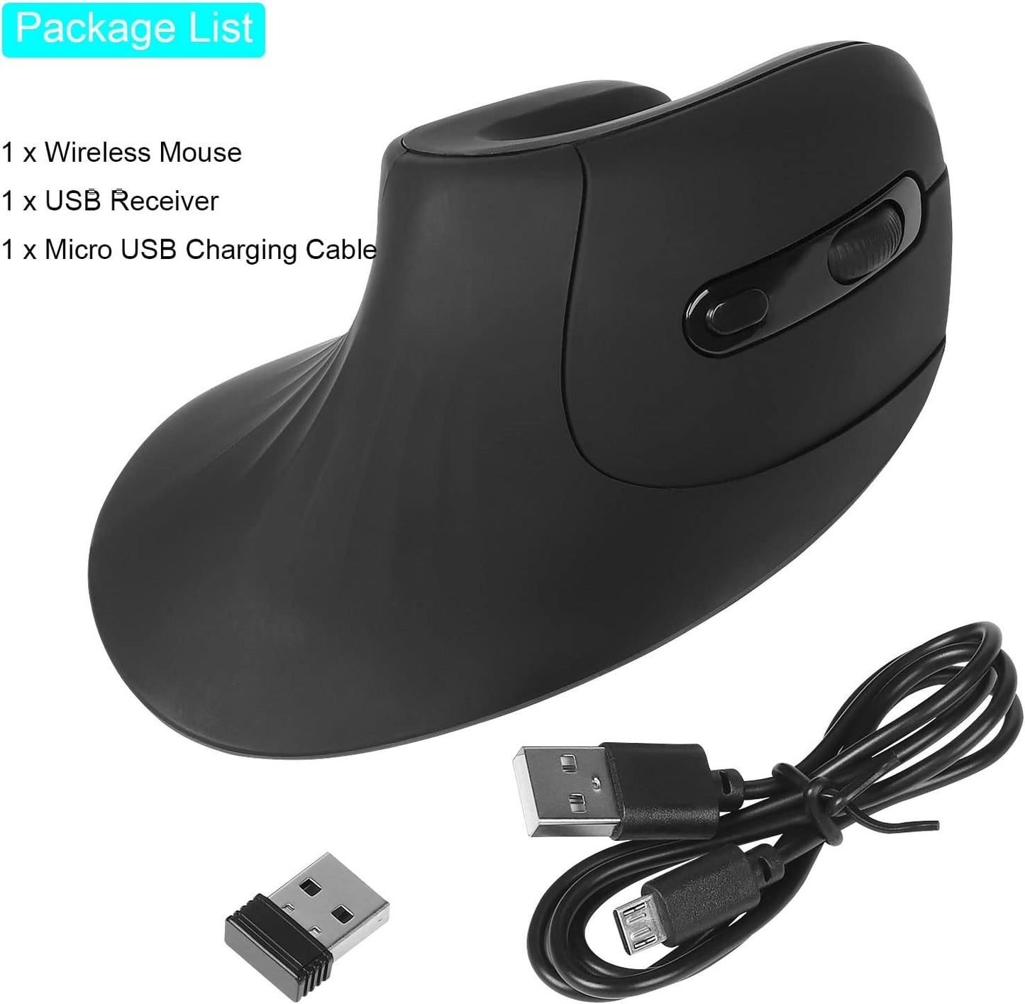 Vertical Rechargeable Wireless Ergonomic Mouse