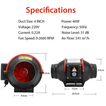 4 inch inline Duct Fan with Controller