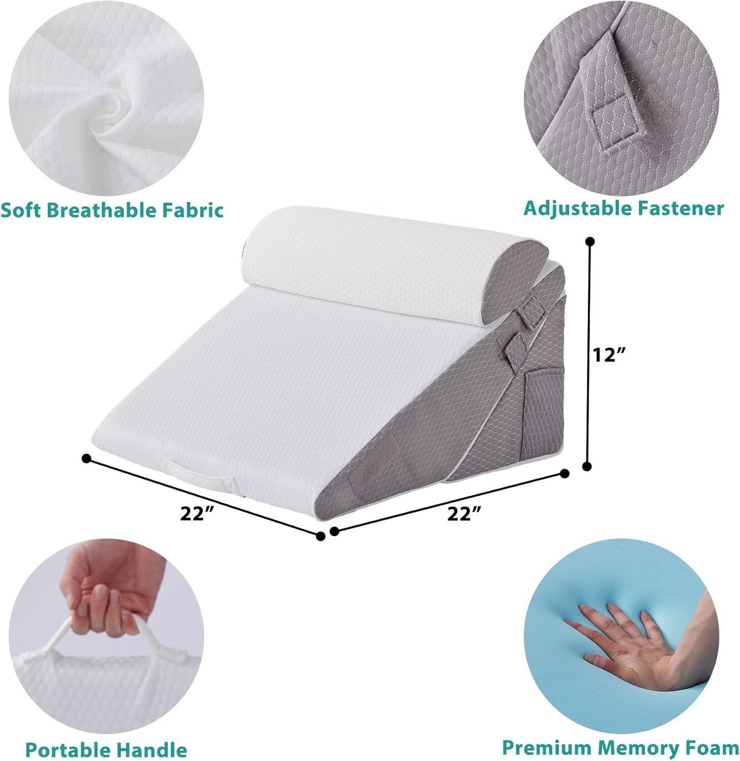 3 Piece Wedge Memory Foam Pillow