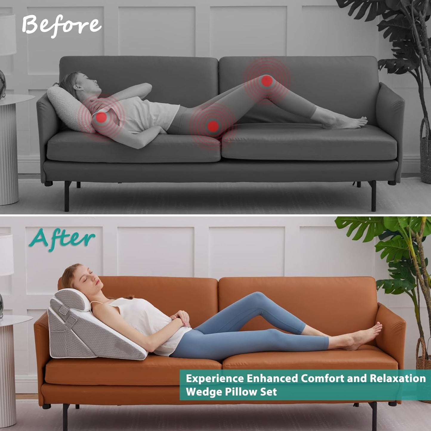 3 Piece Wedge Memory Foam Pillow
