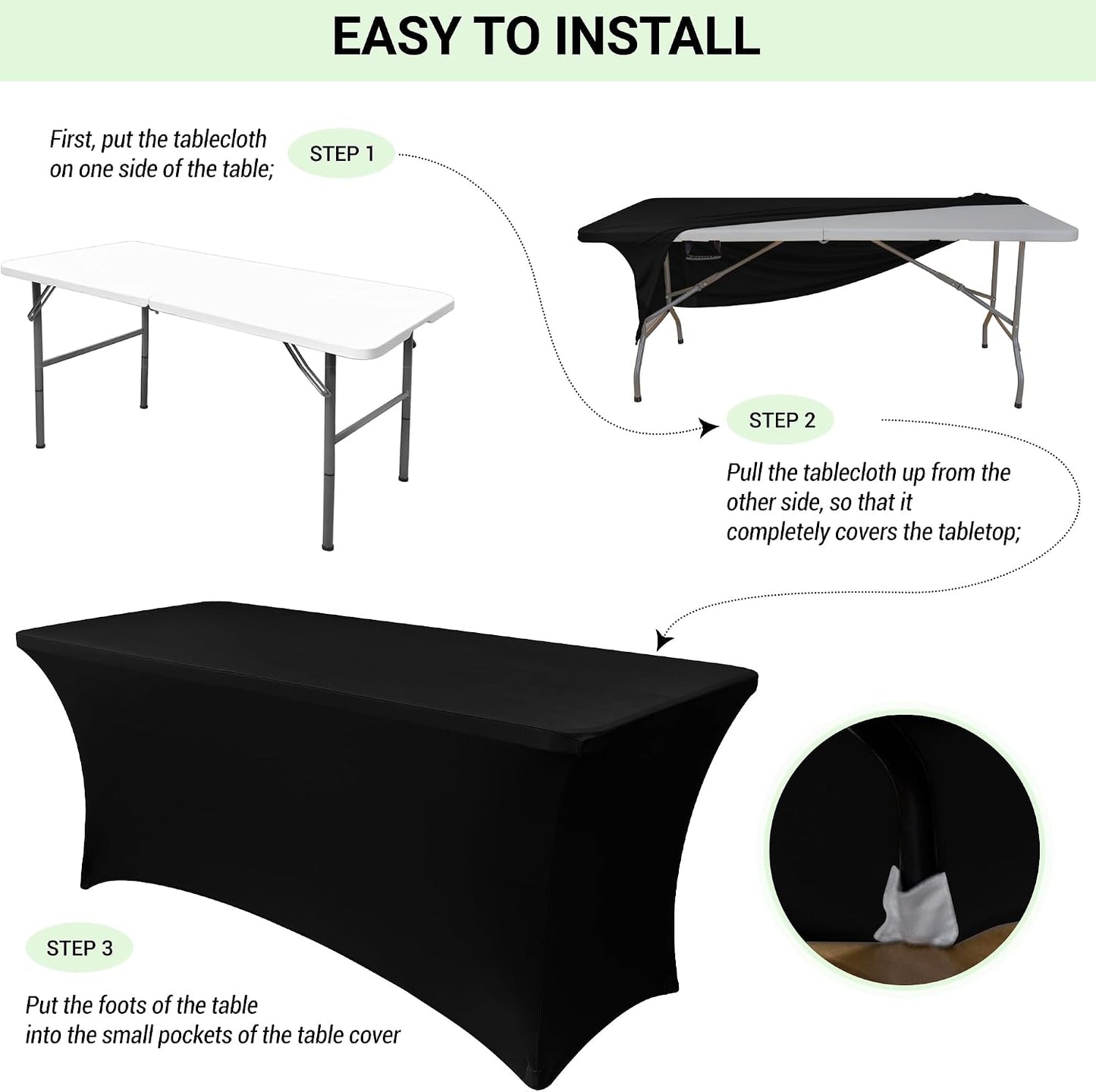 6ft Stretch Spandex Table Cover (2 Pcs)