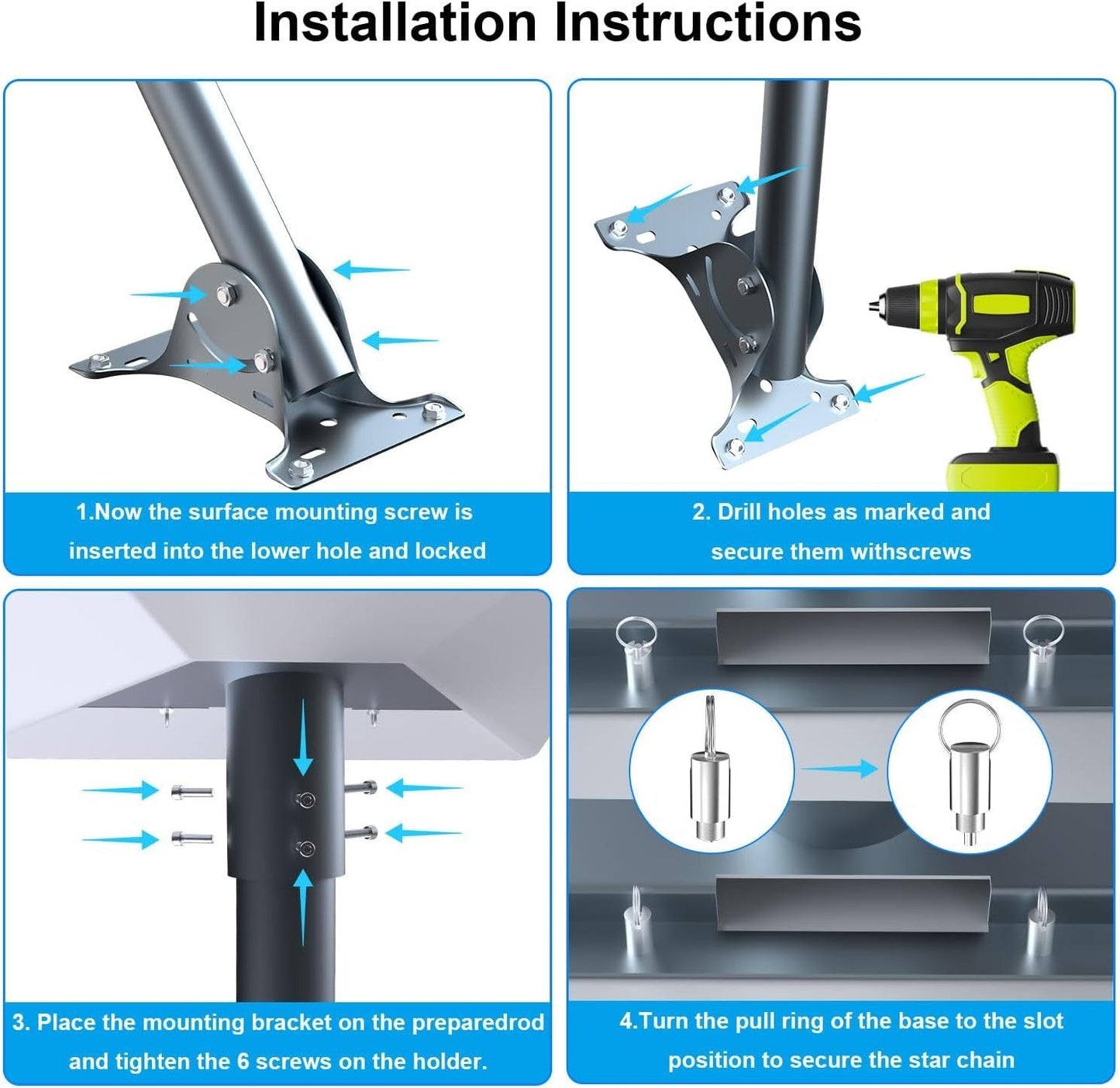 Starlink Gen 3 Mount, 360 Rotatable Roof & Wall Mount for V3 Starlink