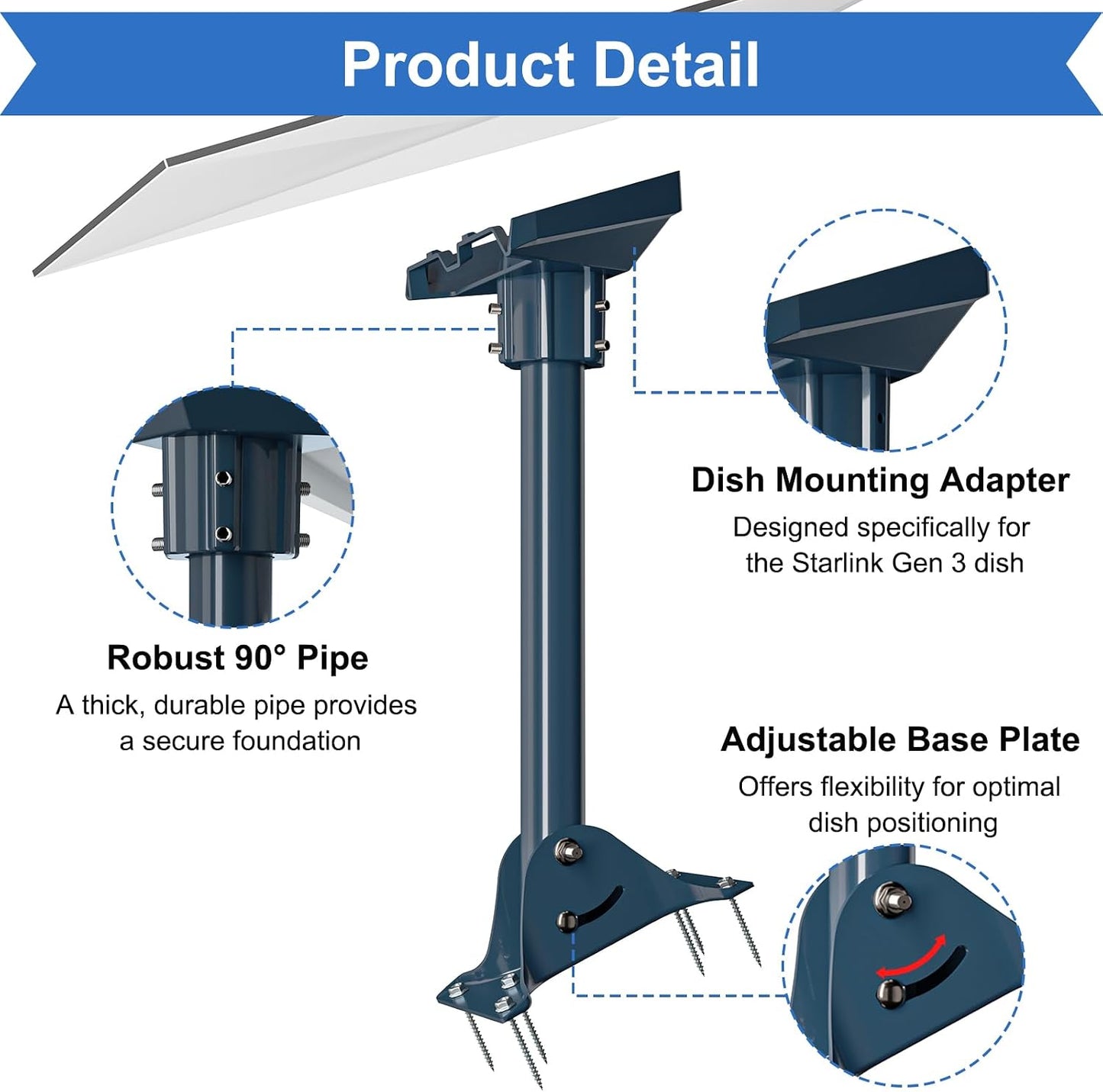 Starlink Gen 3 Mount, 360 Rotatable Roof & Wall Mount for V3 Starlink