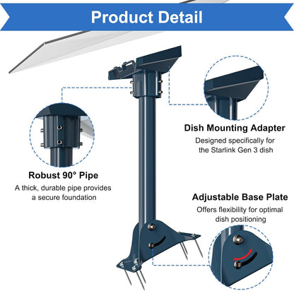 Starlink Gen 3 Mount, 360 Rotatable Roof & Wall Mount for V3 Starlink